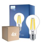 Multipack 4x Philips MASTER Value LED Bulb E27 Pear Clear 11.2W 1521lm - 927 Extra Warm White | Best Colour Rendering - Dimmable - Replaces 100W