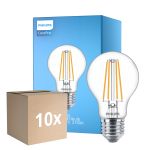 Multipack 10x Philips Corepro LED Bulb E27 Pear Clear 8.5W 1055lm - 827 Extra Warm White | Replaces 75W