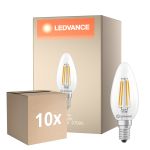 Multipack 10x Ledvance Classic LED E14 Candle Filament Clear 3.4W 470lm - 827 Extra Warm White | Replaces 40W