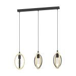 Eglo Pendant Basildon Steel Wood Black Brown | IP20 - Suitable for 3x E27 
