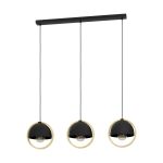 Eglo Pendant Callow Steel Wood Black Brown | IP20 - Suitable for 3x E27 
