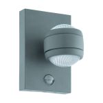 Eglo Wall Light Sesimba 1 Steel Silver Up & Down 3W 330lm - 830 Warm White | IP44 - Motion and Light Sensor
