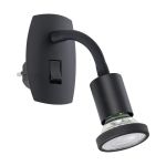 Eglo Wall Light Parrini Lamp with Plug Black 4.5W 345lm - 830 Warm White | IP20 - Incl. 1x GU10
