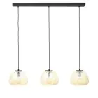 Brilliant Kaizen Pendant Glass Pendant Metal Black Beige | Suitable for 3x E27