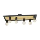 Eglo Ceiling Light Consett Steel Wood Black Brown | IP20 - Suitable for 6x E27 